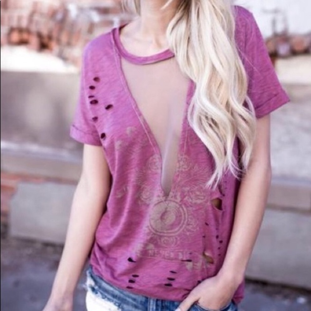 Emory Park Size Medium Mesh and Distressed Shirt